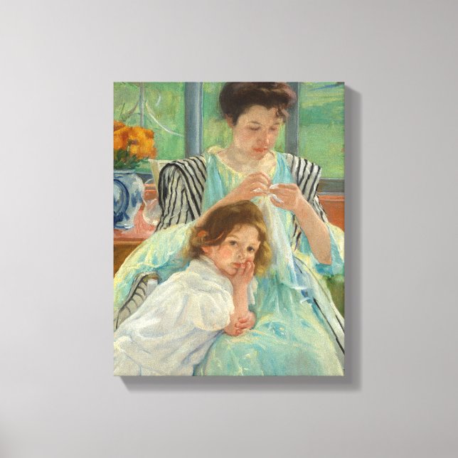 Young Mother Näwing | Mary Cassatt Leinwanddruck (Vorderseite)