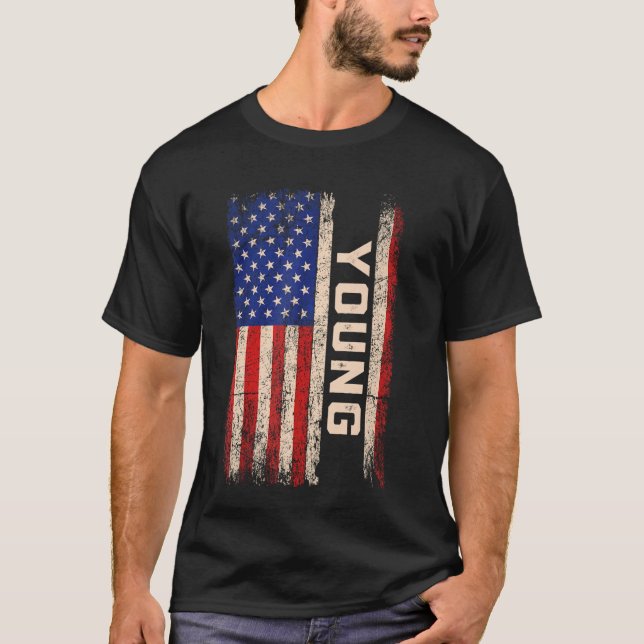 Young Nachname Shirt Young Name American Flag (Vorderseite)