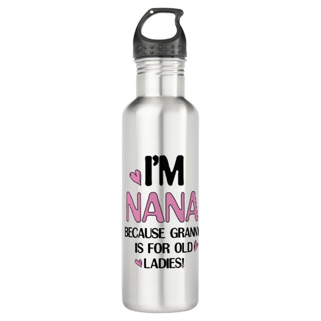 Young Nana Graphic Nana Clipart Design Oma Art Edelstahlflasche (Vorderseite)