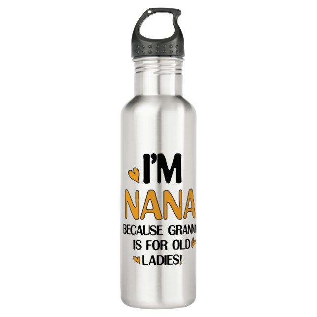 Young Nana Graphic Nana Clipart Design Oma Art Edelstahlflasche (Vorderseite)
