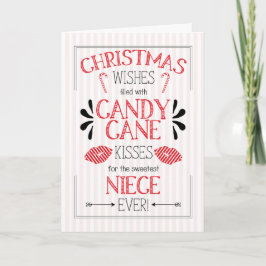 Young Niece Candy Cane Kisses Christmas wünscht Feiertagskarte