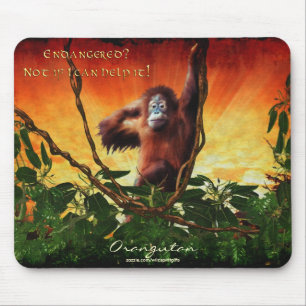 Young Orangutan & Jungle Sunrise Art Mousepad