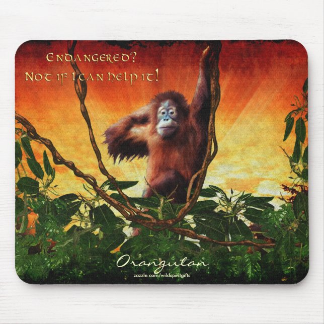 Young Orangutan & Jungle Sunrise Art Mousepad (Vorne)