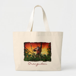 Young Orangutan & Jungle Sunrise Wildlife Toag Jumbo Stoffbeutel