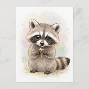 Young Raccoon Baby Wild Animals Postkarte