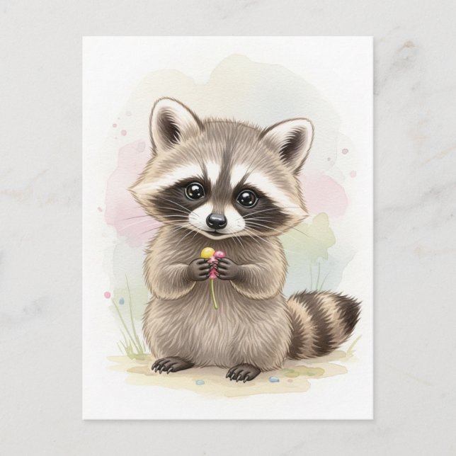 Young Raccoon Baby Wild Animals Postkarte (Vorderseite)