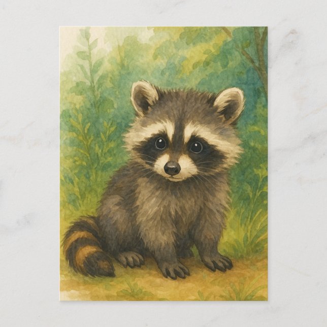 Young Raccoon Baby Wild Animals Postkarte (Vorderseite)