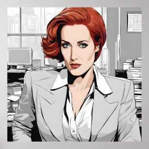 Young Redhead Beauty im Büro Poster