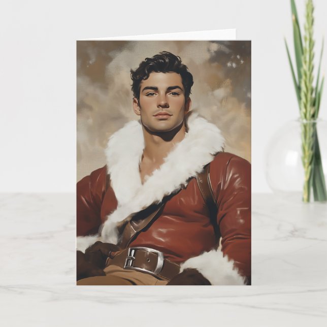 Young Santa - Dashing Portrait über Weihnachten Karte (Vorderseite)
