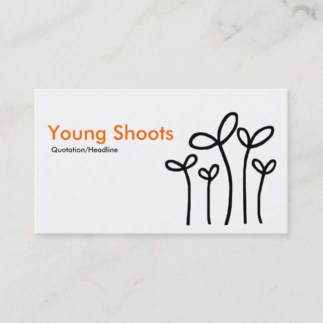 Young Shoots - Orange mit Schwarz auf Weiß Visitenkarte (Vorderseite)