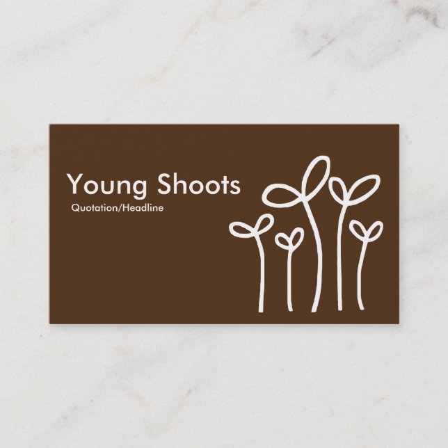 Young Shoots - White on Brown 4d2a10 (alt side) Visitenkarte (Vorderseite)