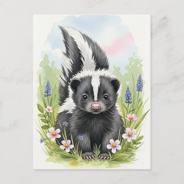 Young Skunk Baby Wild Animals Postcard Postkarte (Vorderseite)