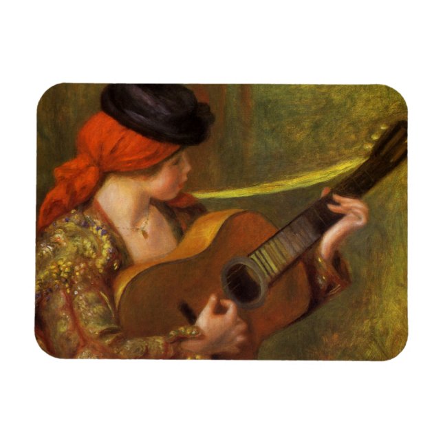 Young Spanish Woman with a Guitar by Pierre Renoir Magnet (Horizontal)