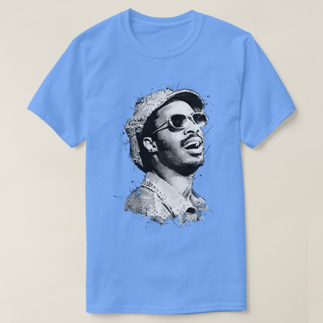 Young Stevie Wonder in Abstrakt Art T-Shirt (Design vorne)