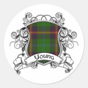Young Tartan Shield Runder Aufkleber