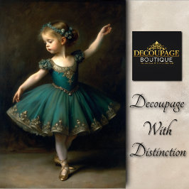 Young Vintage Ballerina in Teal Decoupage Seidenpapier
