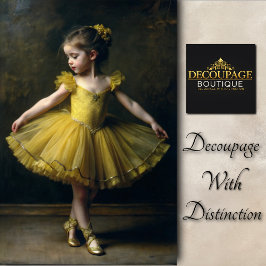 Young Vintage Ballerina In Yellow Decoupage Seidenpapier