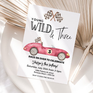 Young Wild and DREE Red Race Auto 3. Geburtstag Einladung