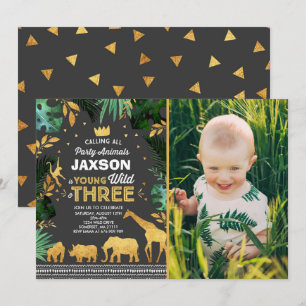 Young Wild and Three Birthday Einladungs Dschungel Einladung