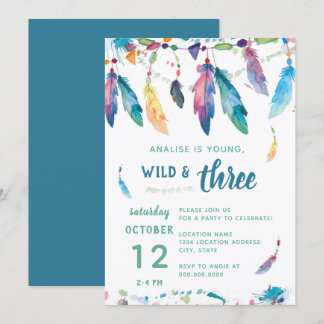 Young Wild and Three // Dritter Geburtstag Einladu Einladung