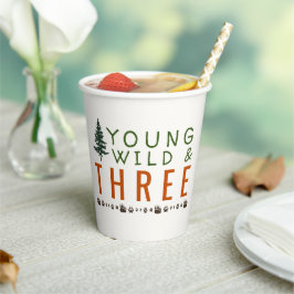 Young Wild and Three Forest Birthday Party Pappbecher