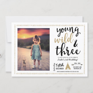 Young Wild and Three Foto Einladung