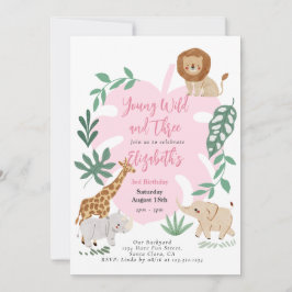 Young Wild and Three Girl Birthday Einladung