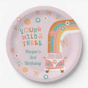 Young Wild and Three Retro Boho Party Paper Bowls Pappteller