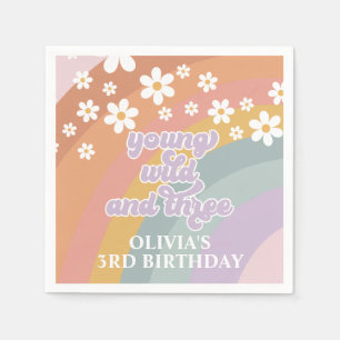 Young Wild and Three Retro Rainbow Napkins Serviette
