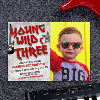 Young Wild and Three Rock with Picture Invasion Einladung