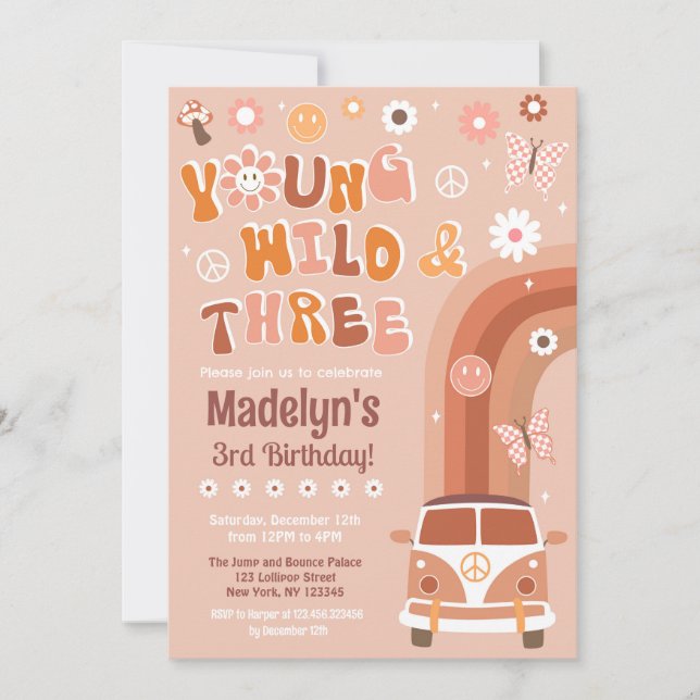 Young Wild and Three Super Birthday Invitations (Devant)