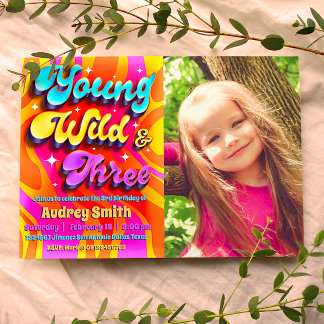Young Wild and Three with Picture Einladung