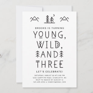 Young Wild et Three Birthday Invitation