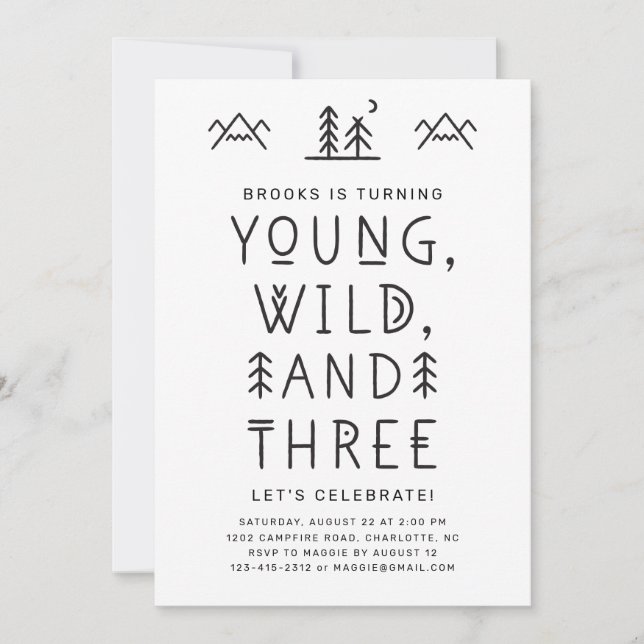 Young Wild et Three Birthday Invitation (Devant)