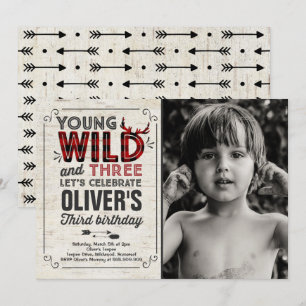 Young Wild Et Trois Invitations Rustique Lumberjac