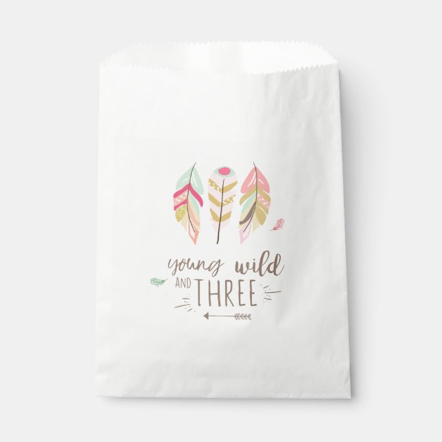 Young Wild et trois sacs de faveur Boho Feathers (Devant)