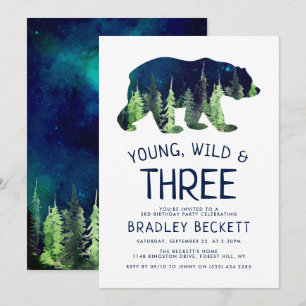 Young, Wild & Three   3. Geburtstag Einladung