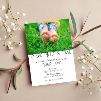 Young, Wild & Three | B-Day Foto Einladung | Farbe