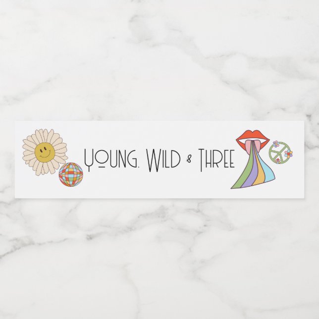 Young, Wild & Three | B-Day Water Label | Boho (Einzelnes Label)