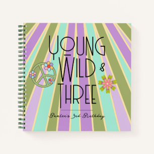 Young, Wild & Three   Birthday Guest Book   Kühle Notizbuch