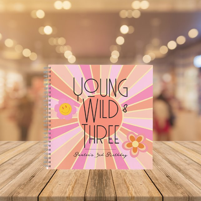 Young, Wild & Three | Birthday Guest Book | Rosa Notizbuch (Von Creator hochgeladen)