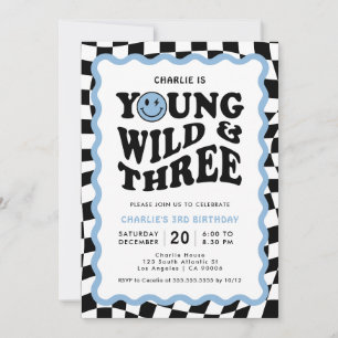Young Wild & Three Blue Face Boy 3. Geburtstag Einladung