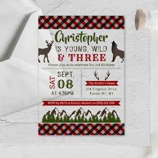 Young Wild & Three Boys Dritter Geburtstag Acryleinladungen