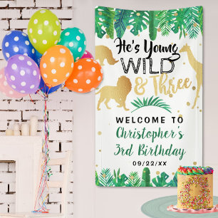 Young Wild & Three Boys Dritter Geburtstag Willkom Banner