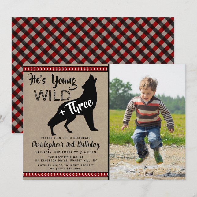 Young Wild & Three Boys Einladungen zum dritten Ge (Vorne/Hinten)