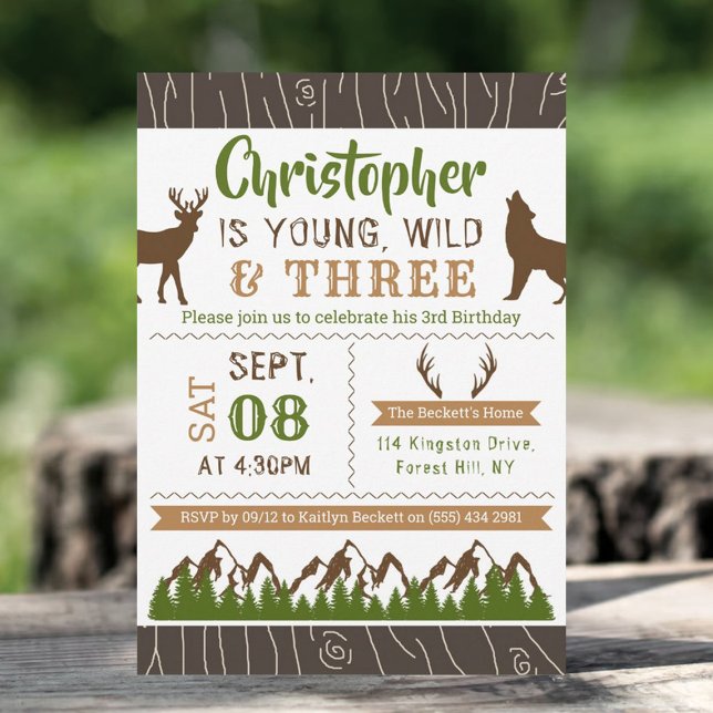 Young Wild & Three Boys Invitations pour le troisi (Créateur téléchargé)