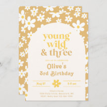 Young, Wild & Three Daisy Einladung | Daisies