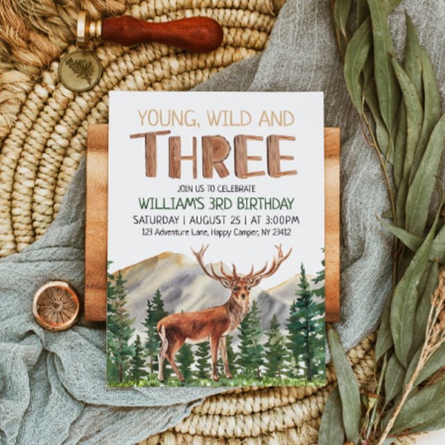 Young Wild & Three Deer Boys 3. Geburtstag Einladung (Von Creator hochgeladen)