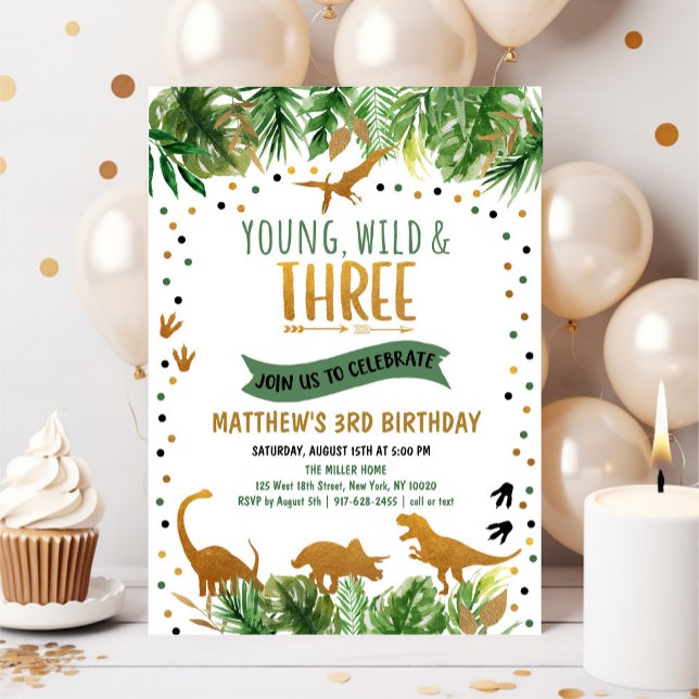Young Wild & Three Dinosaur Geburtstag Einladung (Von Creator hochgeladen)