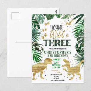 Young Wild & Three Dinosaur Geburtstag Postkarte